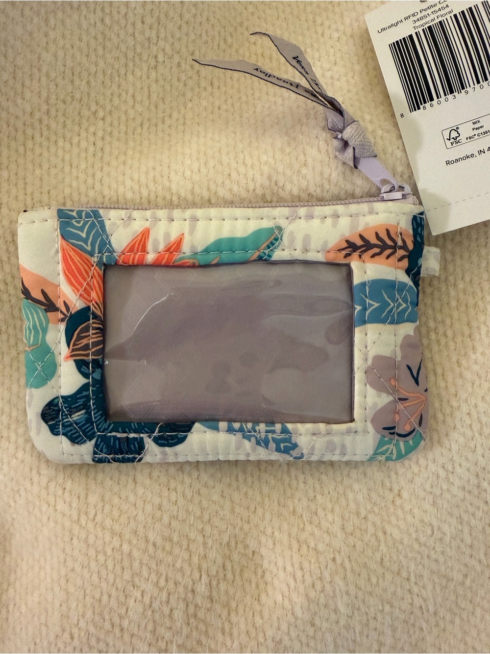 Vera Bradley Floral Quilted Crossbody/Matching Mini Wallet- Tropical Floral - Picture 4 of 8